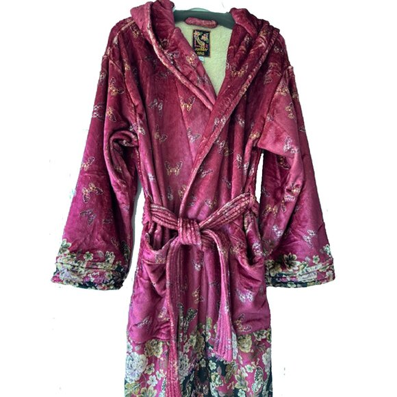Johnny Was Karie Cozy Robe Floral Sleep Wear Home Lounge Flowers Winter Red NEW - Picture 5 of 7